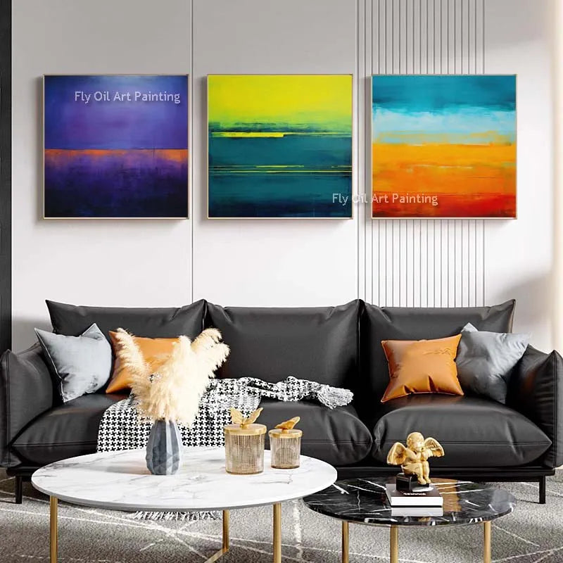 Mark Rothko Yellow Green Blue Purple Oil Painting On Canvas Handmade Expressionism Color Art Large Abstract Wall Art For Decor