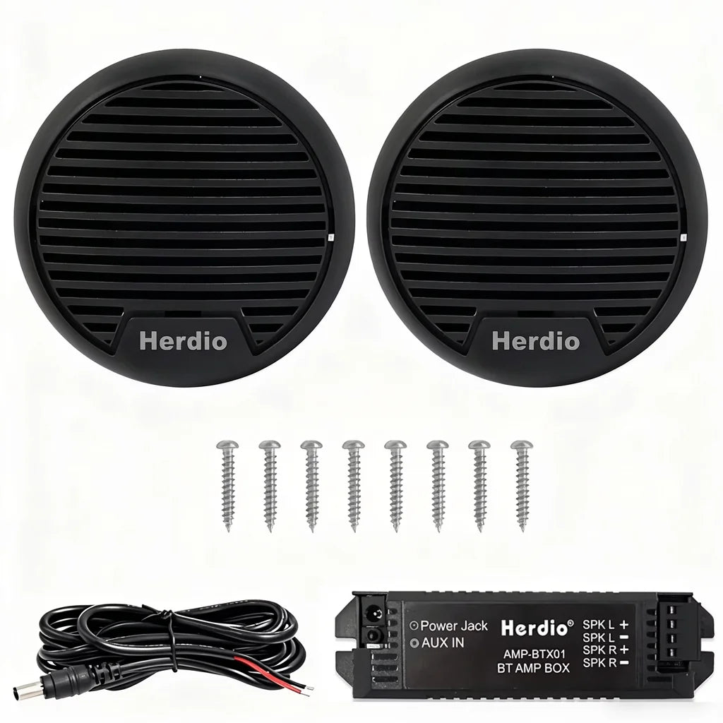 Herdio 3'' 160W 2PCS Marine Boat Waterproof Speakers Motorcycle Bluetooth Speaker Audio Stereo System For ATV UTV Outdoor Boat