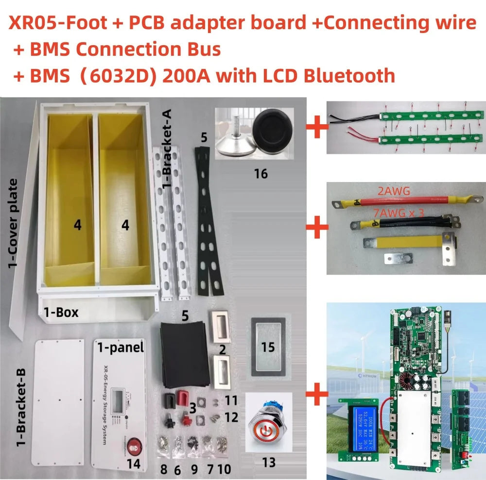 XR05-48V280AH Power Box LiFePO4 Battery Case  Solar Home Energy Storage 16S 51.2v DIY Kit   For JBD BMS  EVE CATL  280 302AH