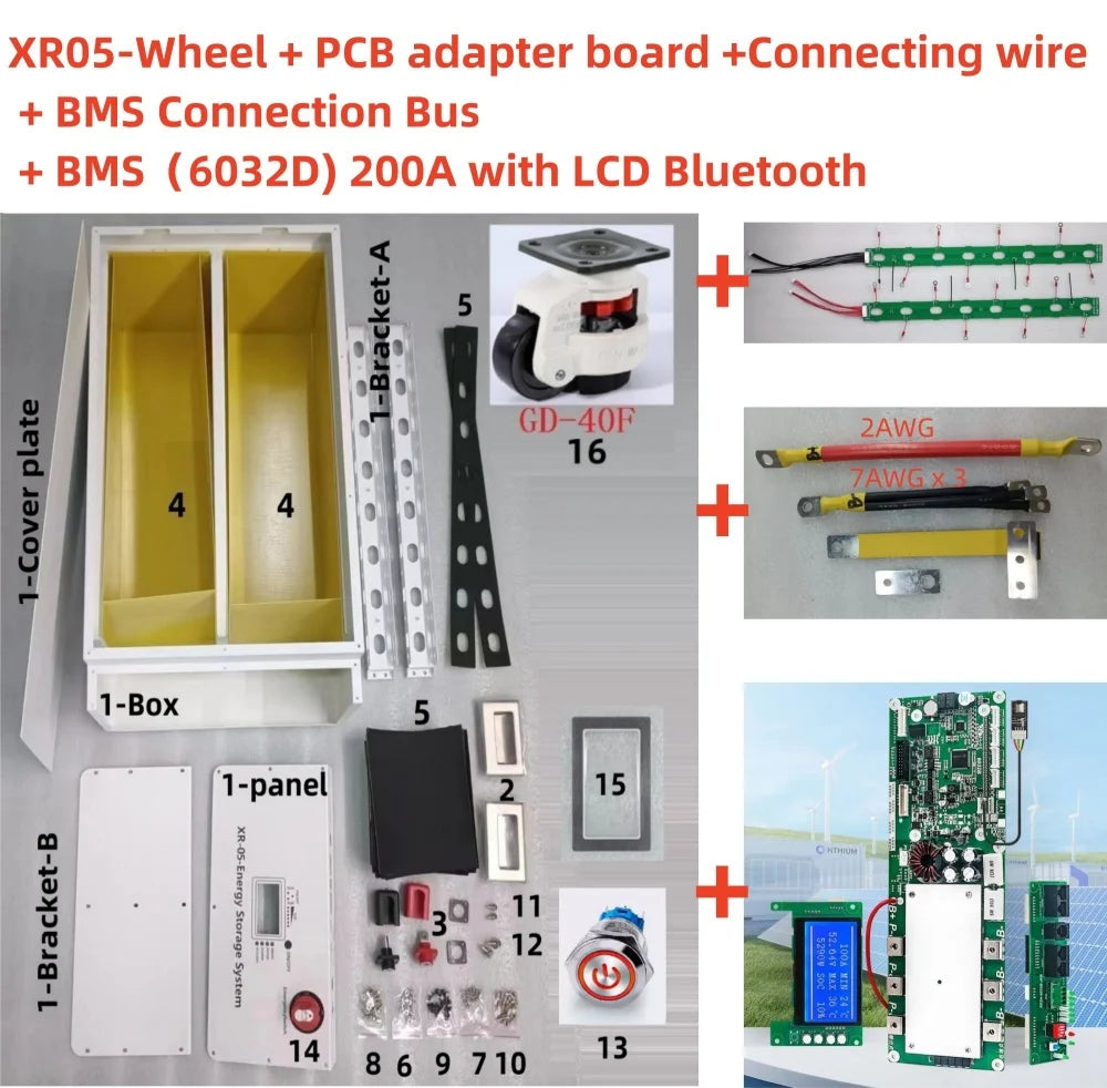 XR05-48V280AH Power Box LiFePO4 Battery Case  Solar Home Energy Storage 16S 51.2v DIY Kit   For JBD BMS  EVE CATL  280 302AH