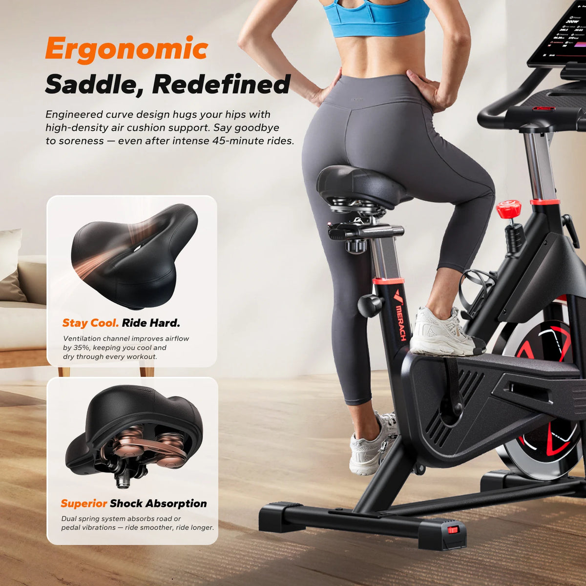 MERACH Exercise Bike S38 Indoor Cycling Magnetic Resistance Exclusive App 300lbs Capacity