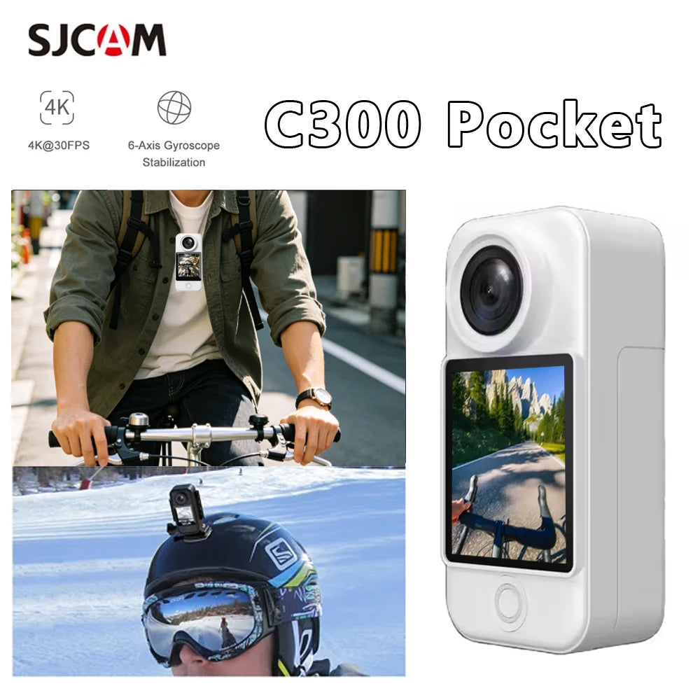 SJCAM C300 Pocket Action Camera 4K FHD Long Battery Life 30M Waterproof 5G WiFi Mini Thumb Cam