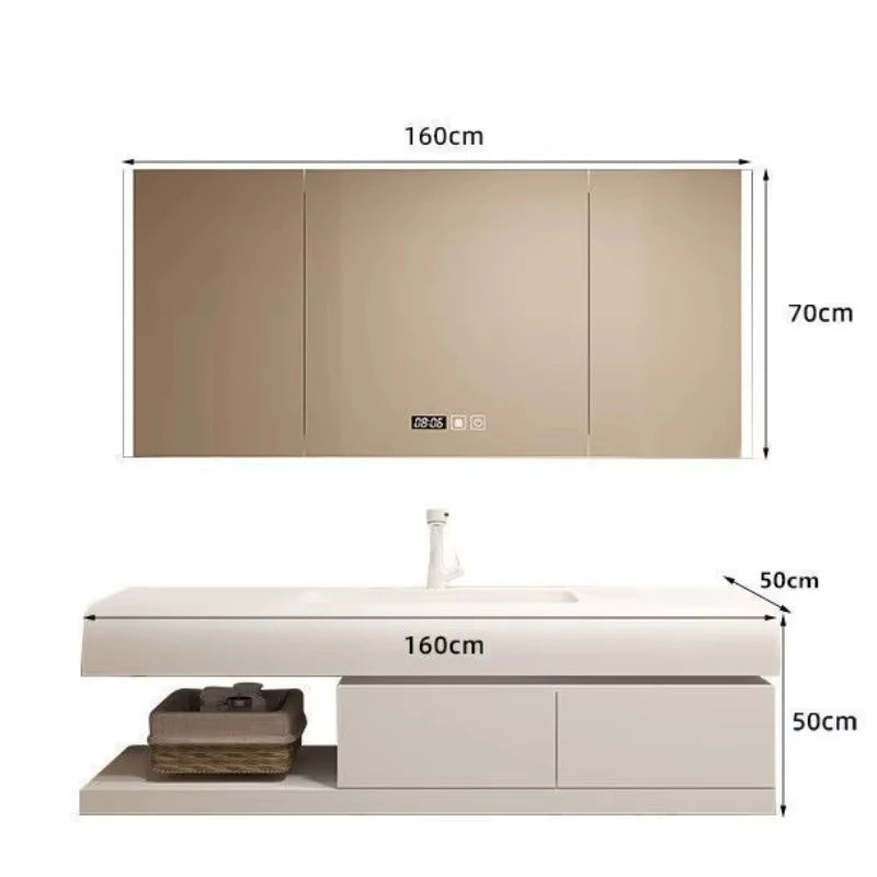 Modern Floating Bathroom Vanity Sink Cabinet with Storage & Mirror