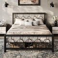 HOOMIC Metal Platform Bed Frame with Vintage Circular Design Headboard and Footboard