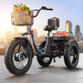 QRONGE Electric Bike for Adults 960W Peak 36V 13.5AH Battery, Folding Electric Fat Tire Tricycle, 50 Miles Range