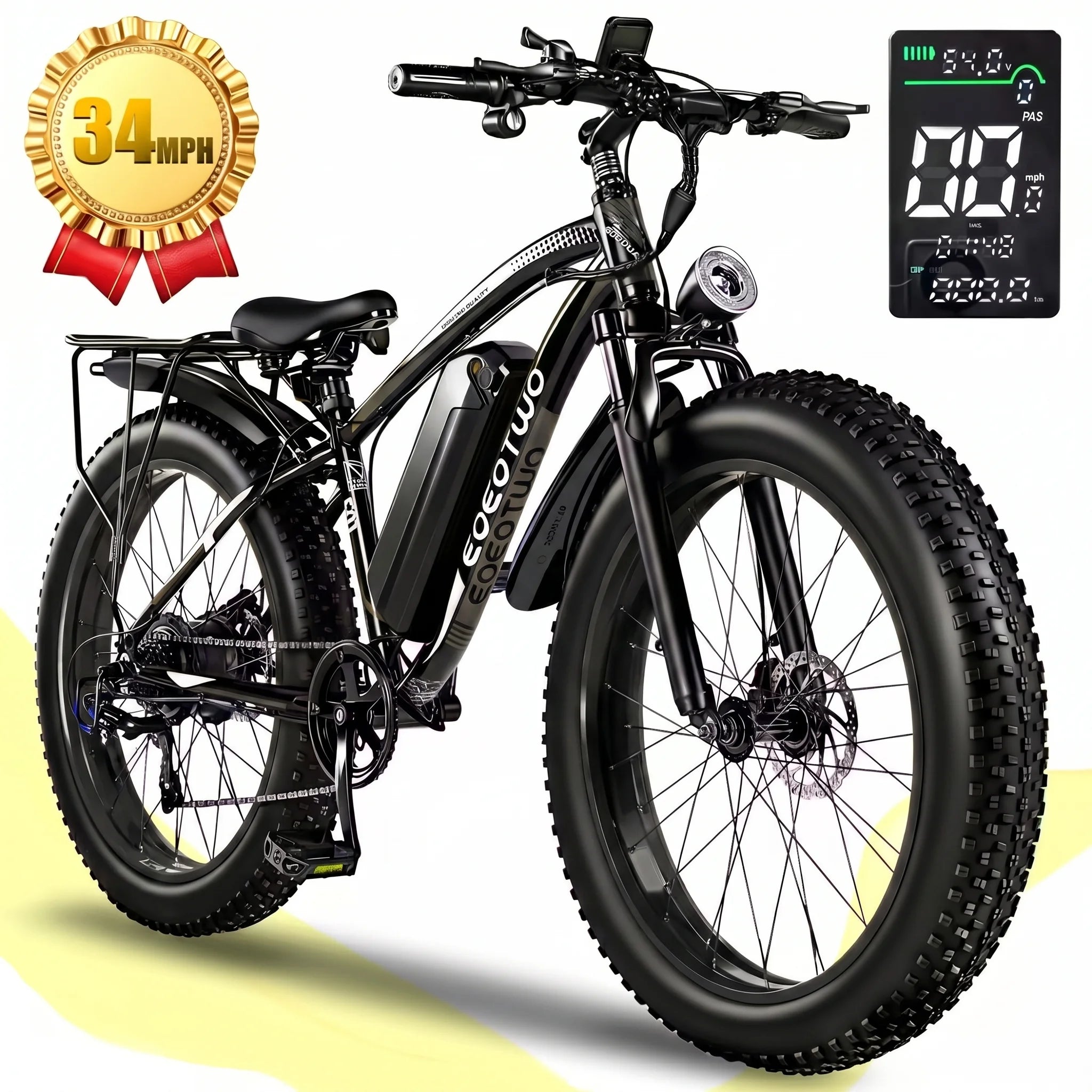EOEOTWO 1500W Fat Tire Electric Bike for Adults 26"x4.0 All Terrain E-bike