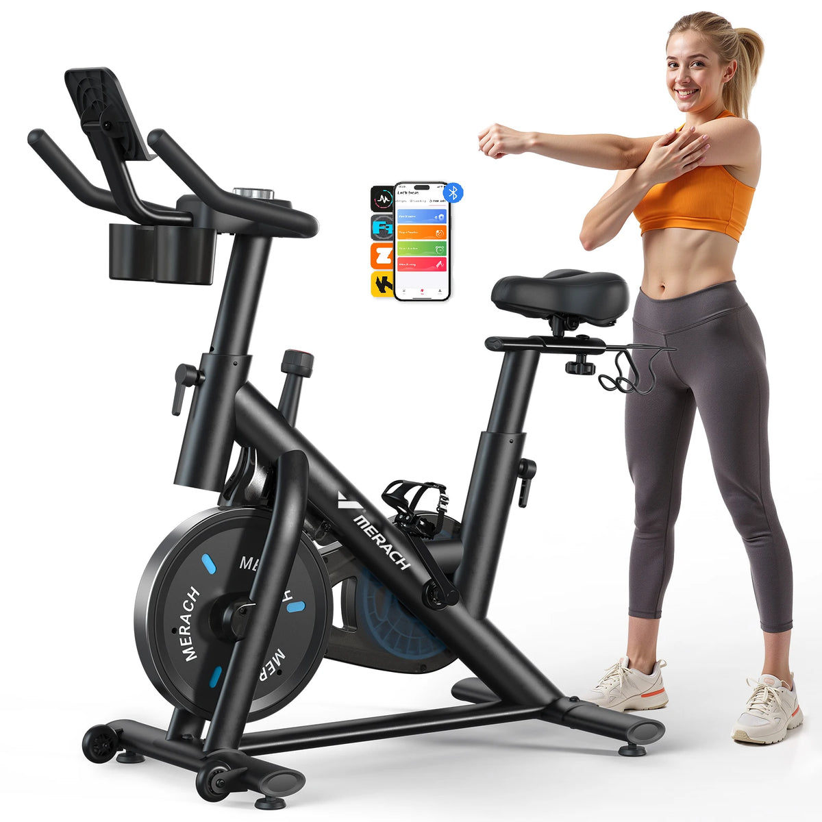 MERACH Exercise Bike Brake Pad/Magnetic Stationary Bike with Exclusive App