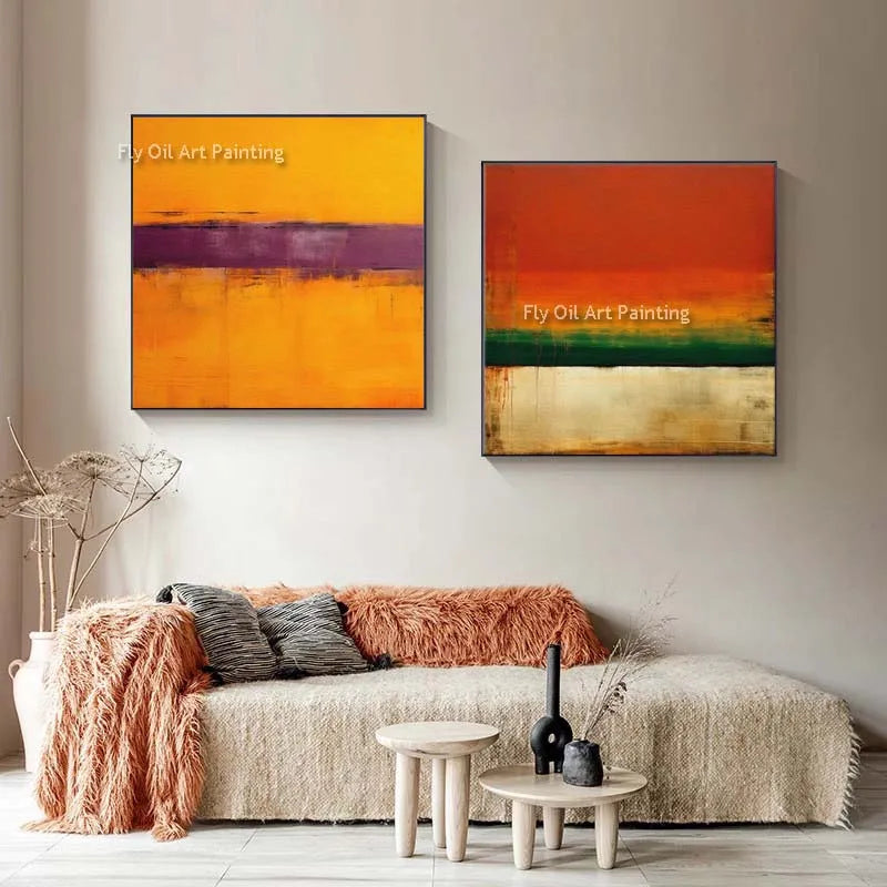 Mark Rothko Yellow Green Blue Purple Oil Painting On Canvas Handmade Expressionism Color Art Large Abstract Wall Art For Decor