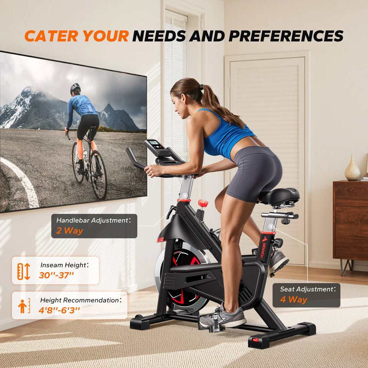 MERACH Exercise Bike S38 Indoor Cycling Magnetic Resistance Exclusive App 300lbs Capacity