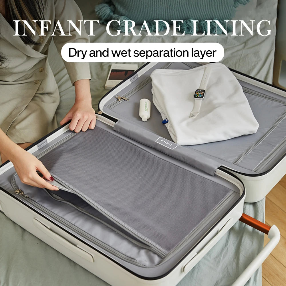 Mixi Wide Handle Travel Luggage Suitcase, Rolling Spinner Wheels