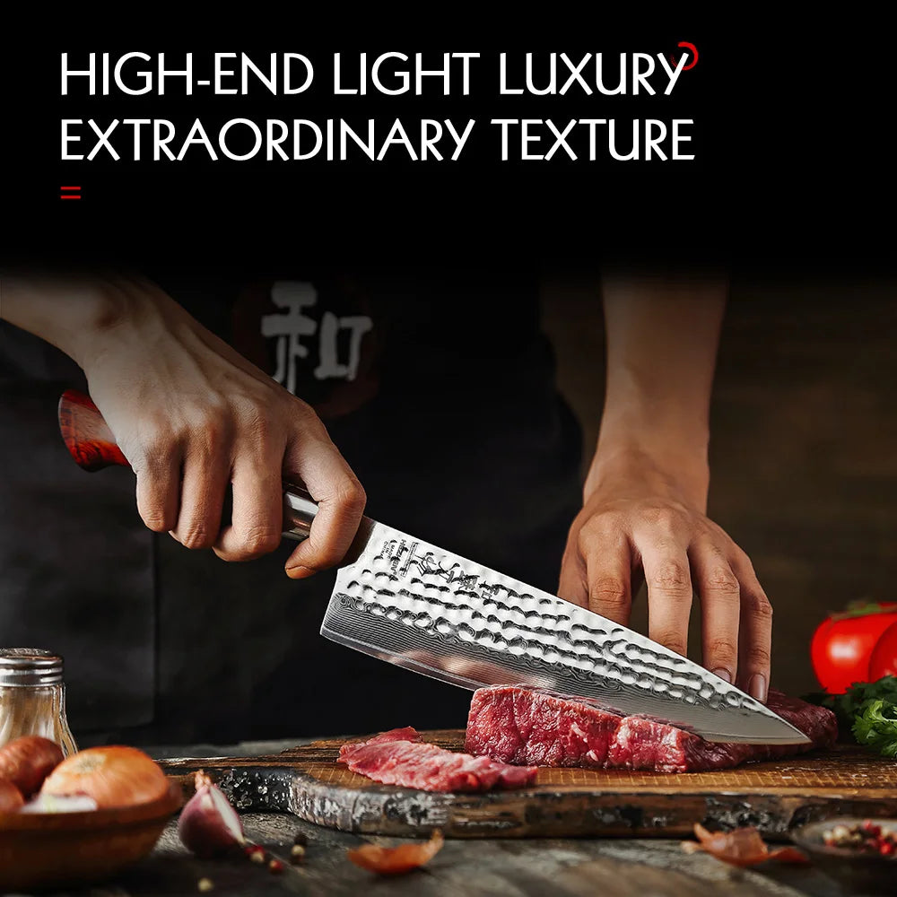 HEZHEN 8.5 Inch Chef Knife 73 Layers Powder Steel Damascus Steel Natural Rosewood Handle Kitchen Cook Knife Tools Accessories