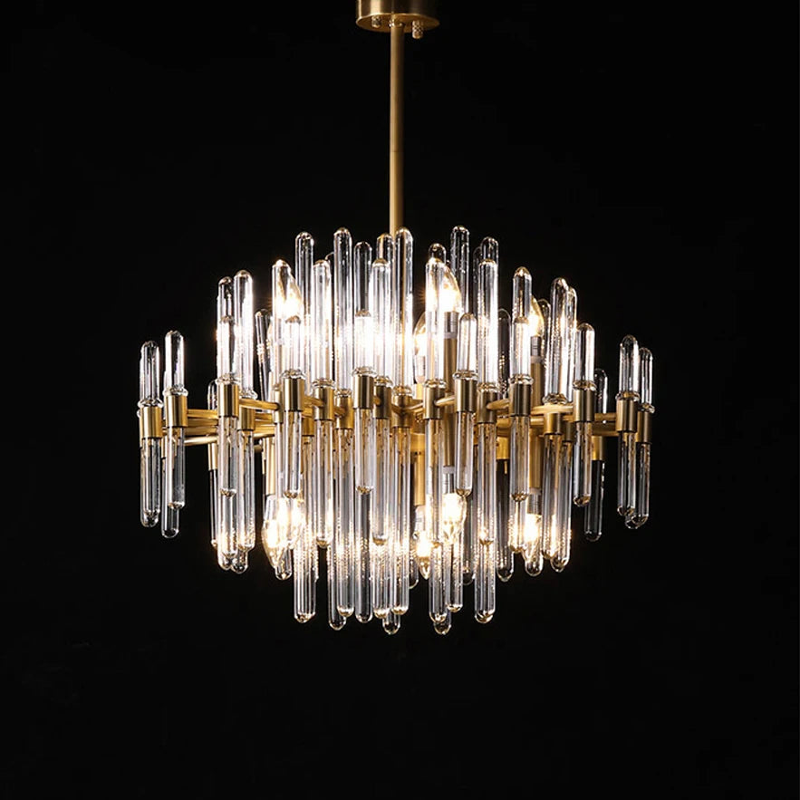 E14 LED Postmodern Chrome Crystal Gold Chandelier