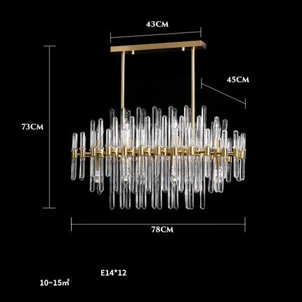 E14 LED Postmodern Chrome Crystal Gold Chandelier