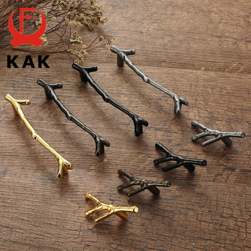 KAK 10pcs Tree Branch Furniture Handle, 96mm, 128mm, Black, Silver, Bronze Cabinet Pulls