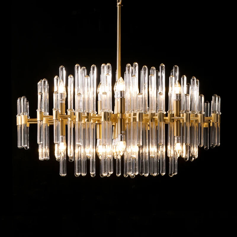 E14 LED Postmodern Chrome Crystal Gold Chandelier