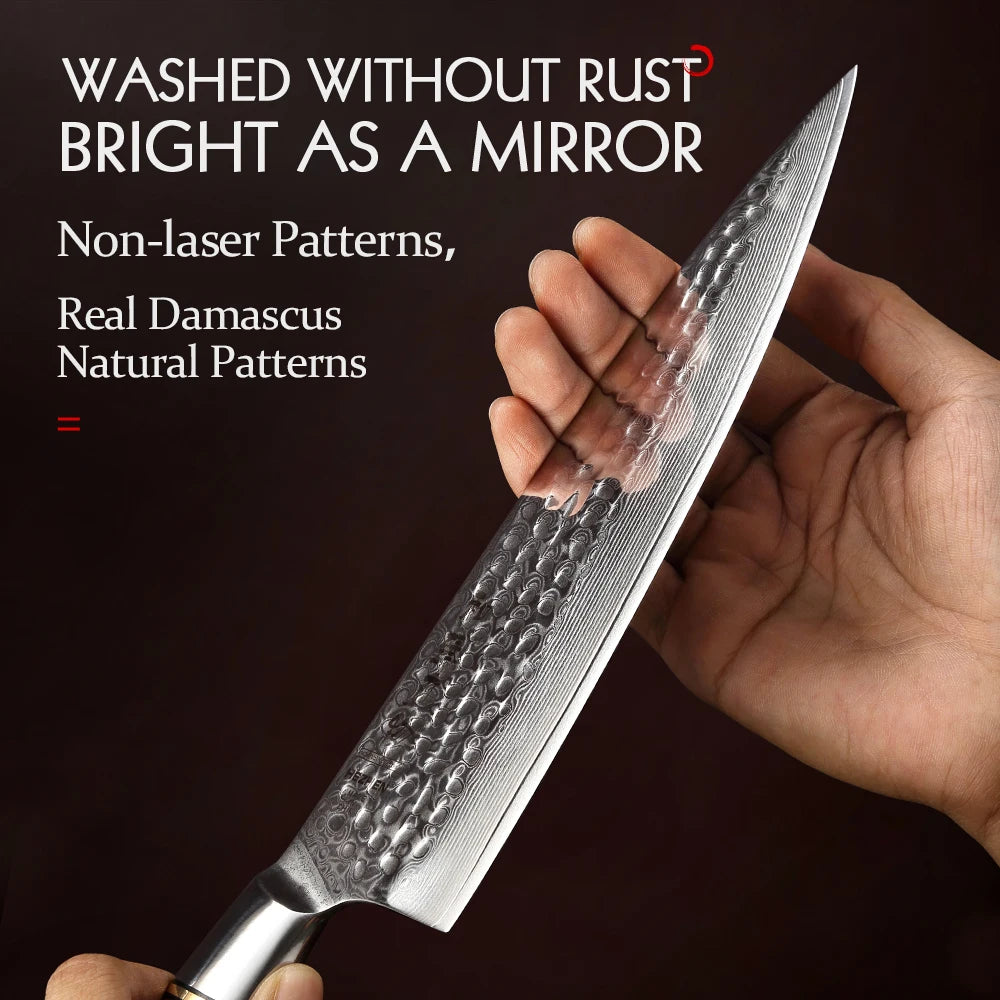 HEZHEN 8.5 Inch Chef Knife 73 Layers Powder Steel Damascus Steel Natural Rosewood Handle Kitchen Cook Knife Tools Accessories