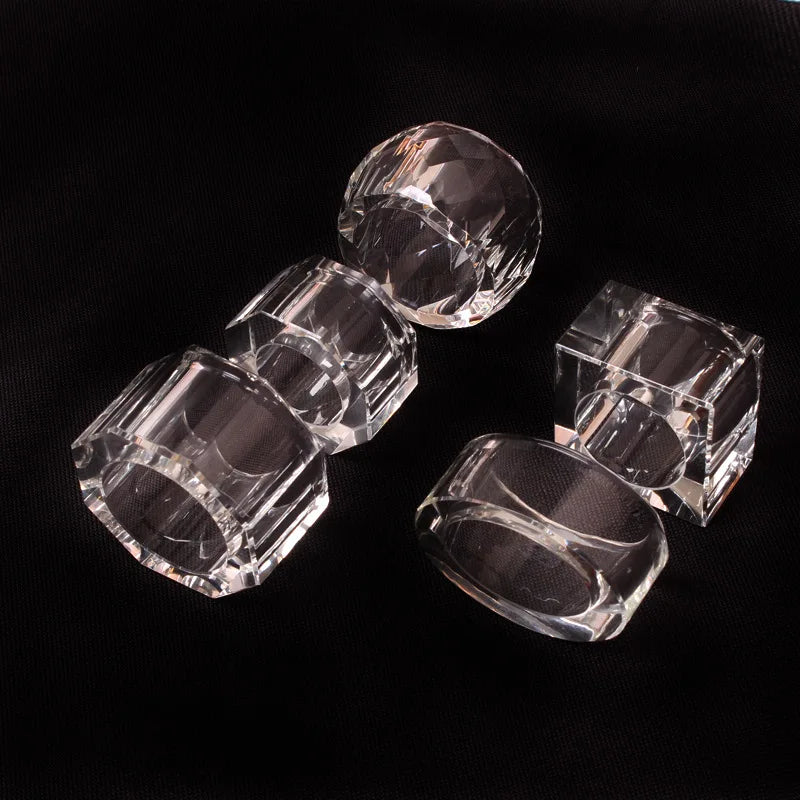 Transparent Crystal Napkin Ring, Table Set, Tableware Decoration, Mouth Ring, Hotel Model Room, 4Pcs