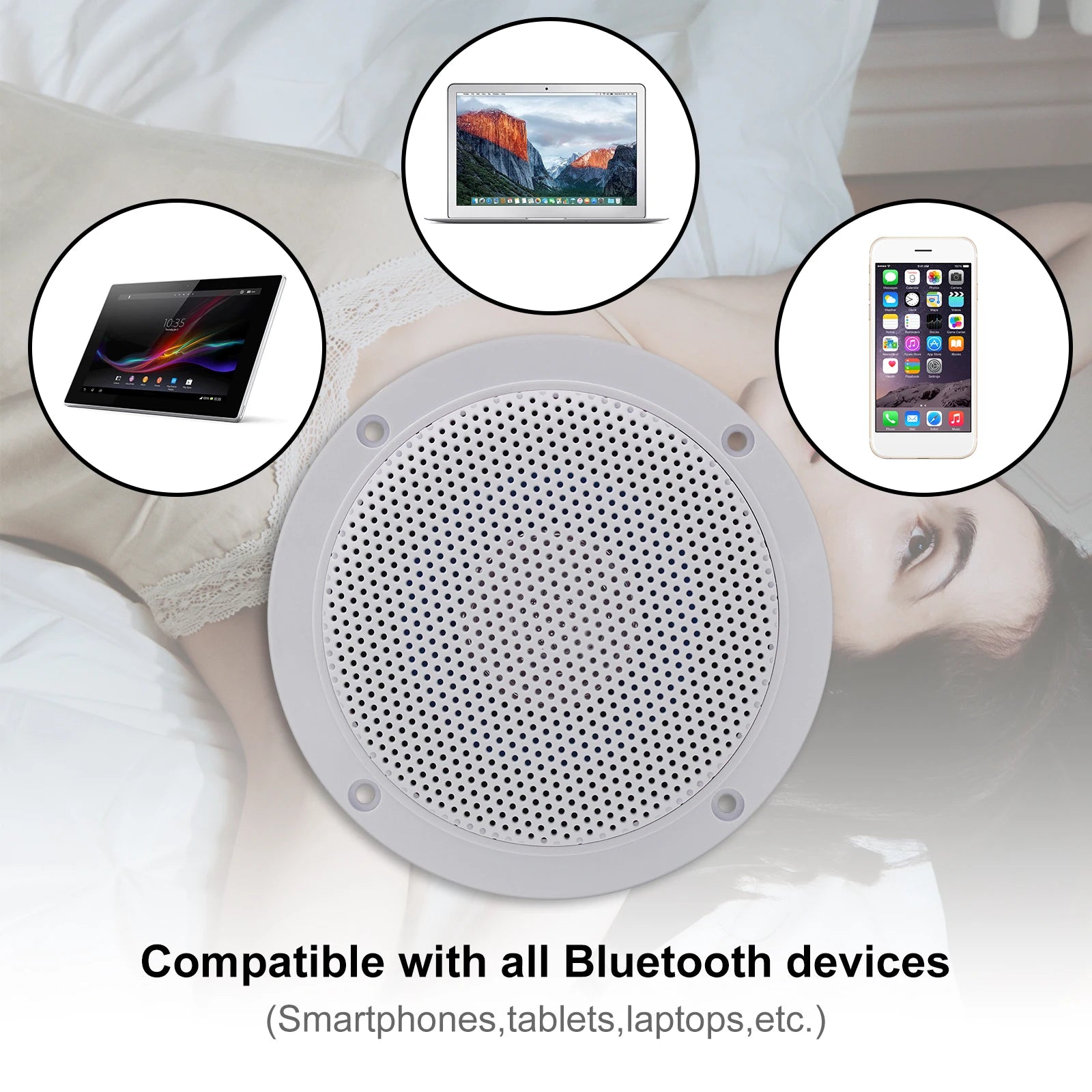 Herdio 4PCS 4'' 160W Marine Waterproof Bluetooth Speaker HIFI Full Range Stereo Motorcycle Boat UV-Proof Outdoor Sound Box