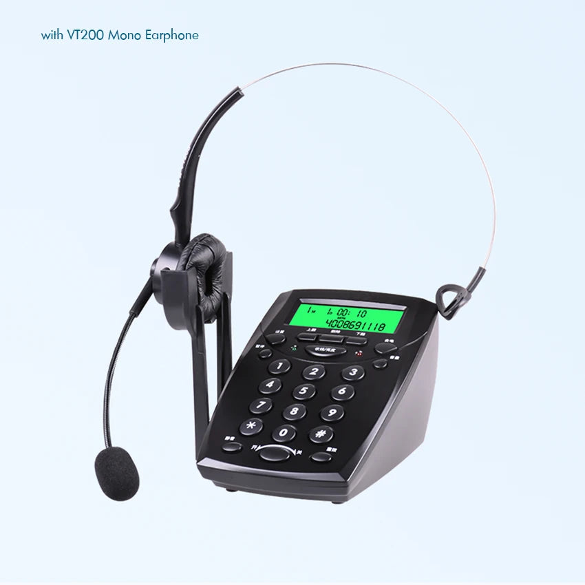 Call Center Dialpad Phone Corded Telephone with Monaural/Binaural Headset Noise Cancellation, Dialpad Headset Telephone, Black