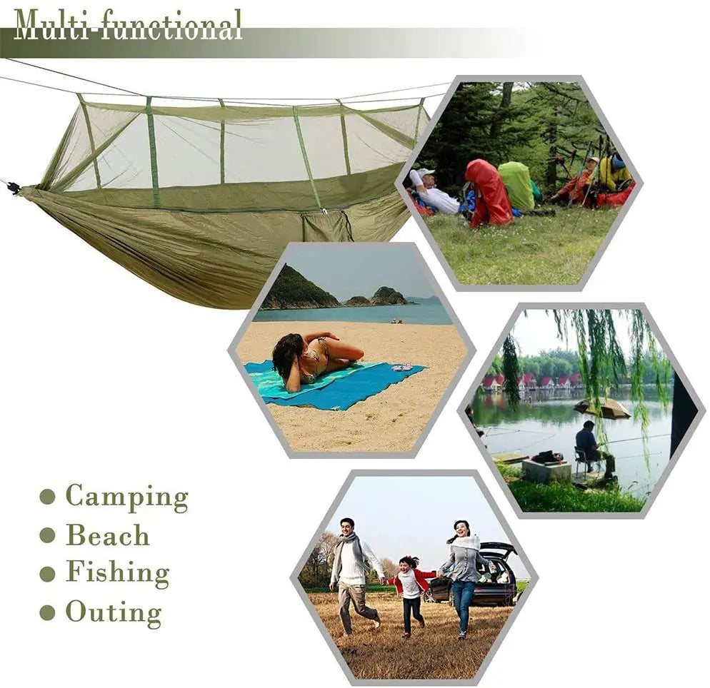 2 Person Parachute Fabric Hammock With Mosquito Net