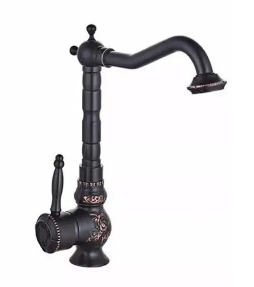 Antique Brass Bathroom Faucet, 360 Rotate, Single Handle