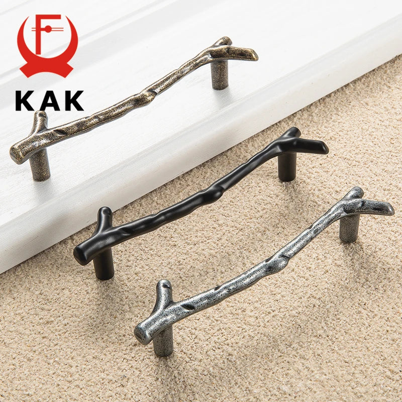 KAK 10pcs Tree Branch Furniture Handle, 96mm, 128mm, Black, Silver, Bronze Cabinet Pulls
