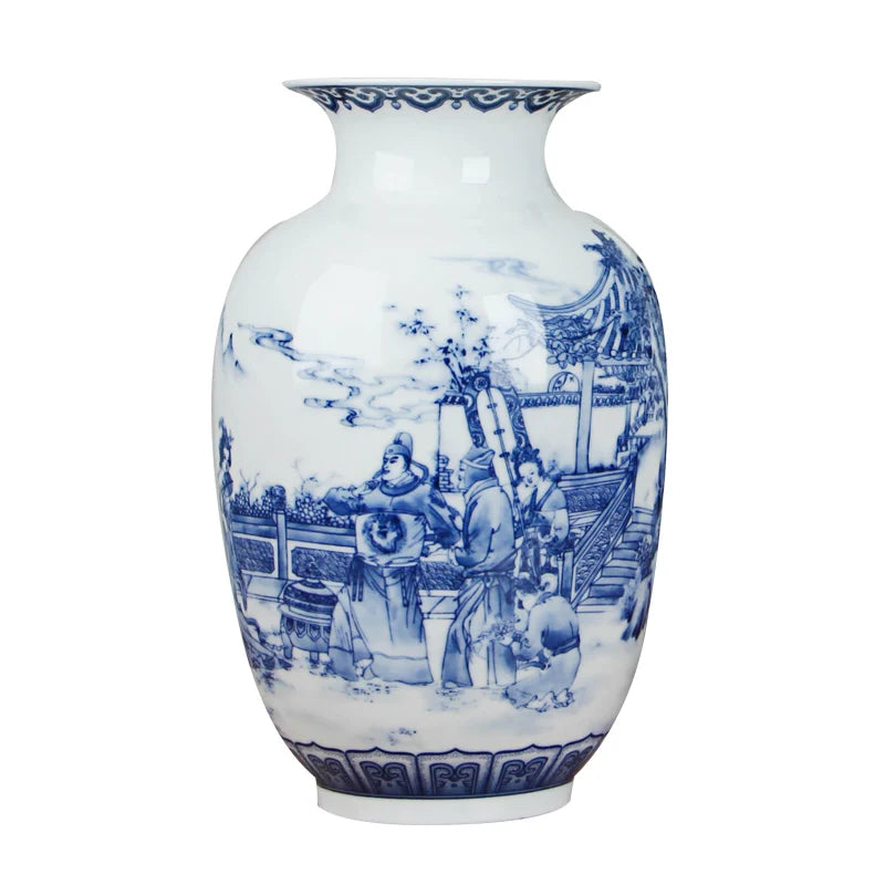 Classic Chinese Blue and White Antique Tabletop Porcelain Flower Vase