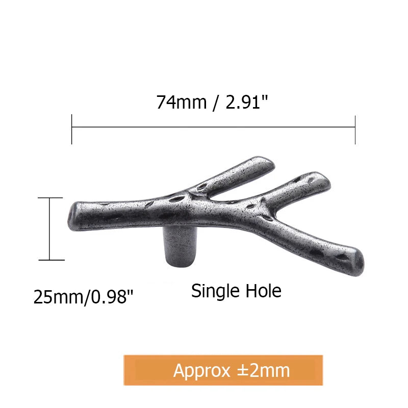 KAK 10pcs Tree Branch Furniture Handle, 96mm, 128mm, Black, Silver, Bronze Cabinet Pulls