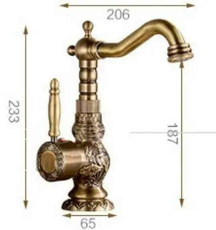 Antique Brass Bathroom Faucet, 360 Rotate, Single Handle