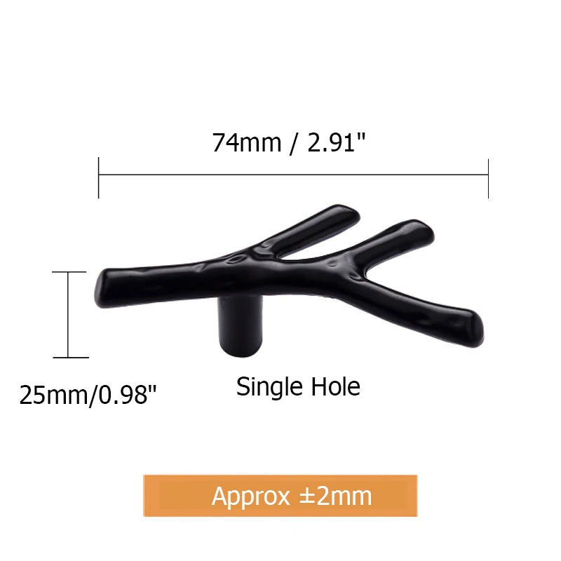 KAK 10pcs Tree Branch Furniture Handle, 96mm, 128mm, Black, Silver, Bronze Cabinet Pulls
