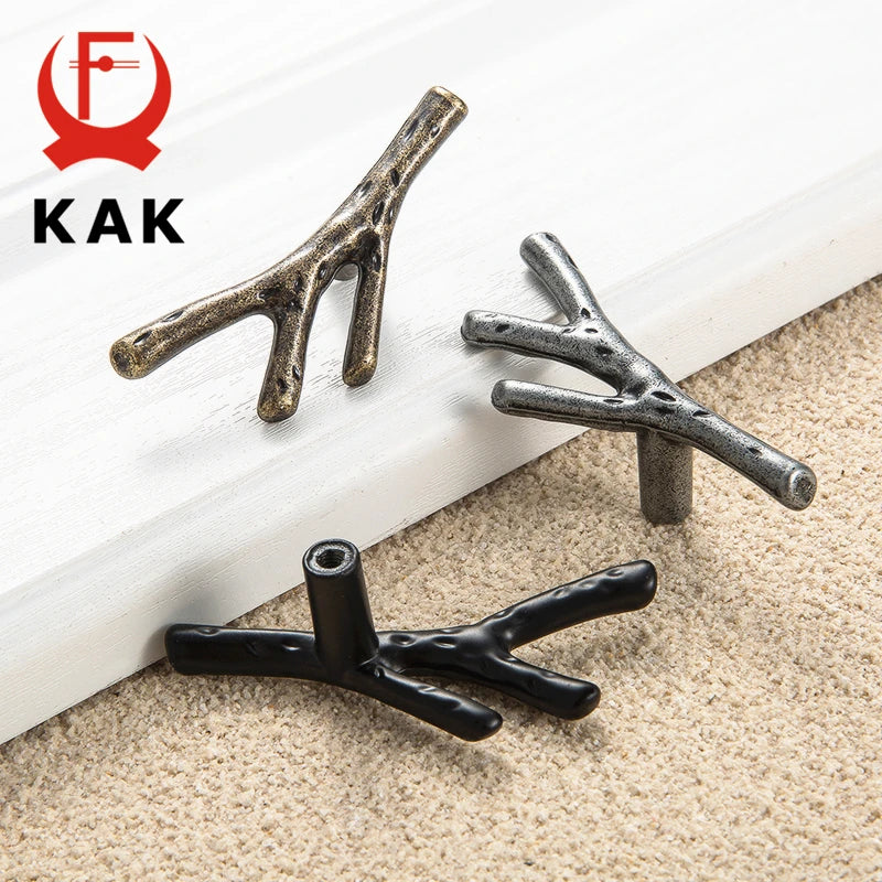KAK 10pcs Tree Branch Furniture Handle, 96mm, 128mm, Black, Silver, Bronze Cabinet Pulls