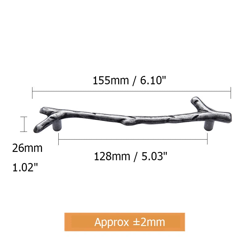 KAK 10pcs Tree Branch Furniture Handle, 96mm, 128mm, Black, Silver, Bronze Cabinet Pulls