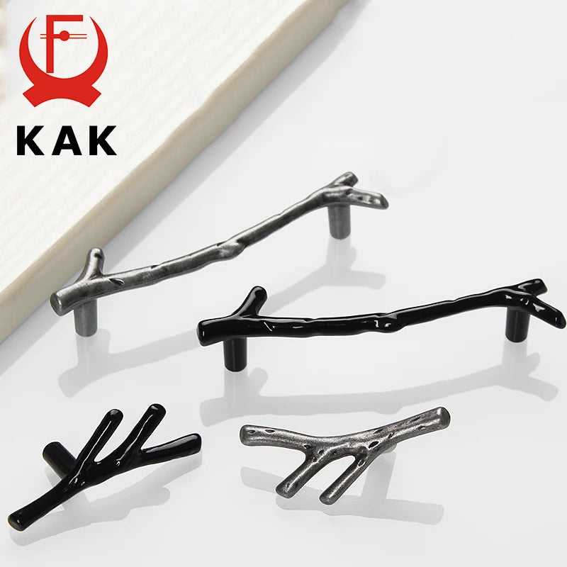 KAK 10pcs Tree Branch Furniture Handle, 96mm, 128mm, Black, Silver, Bronze Cabinet Pulls