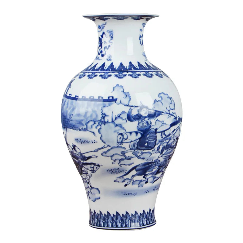 Classic Chinese Blue and White Antique Tabletop Porcelain Flower Vase