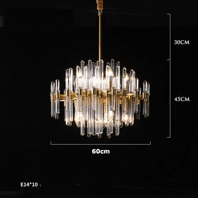 E14 LED Postmodern Chrome Crystal Gold Chandelier