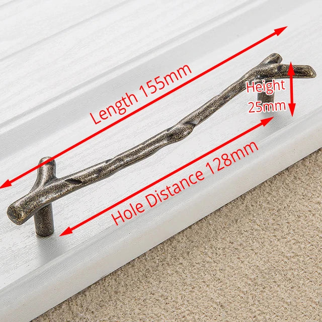 KAK 10pcs Tree Branch Furniture Handle, 96mm, 128mm, Black, Silver, Bronze Cabinet Pulls