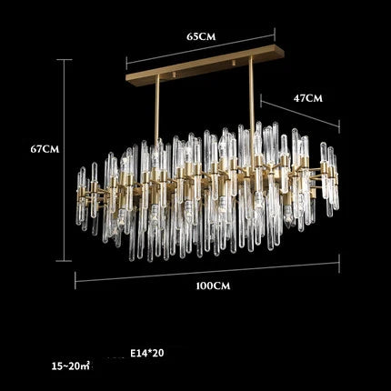 E14 LED Postmodern Chrome Crystal Gold Chandelier
