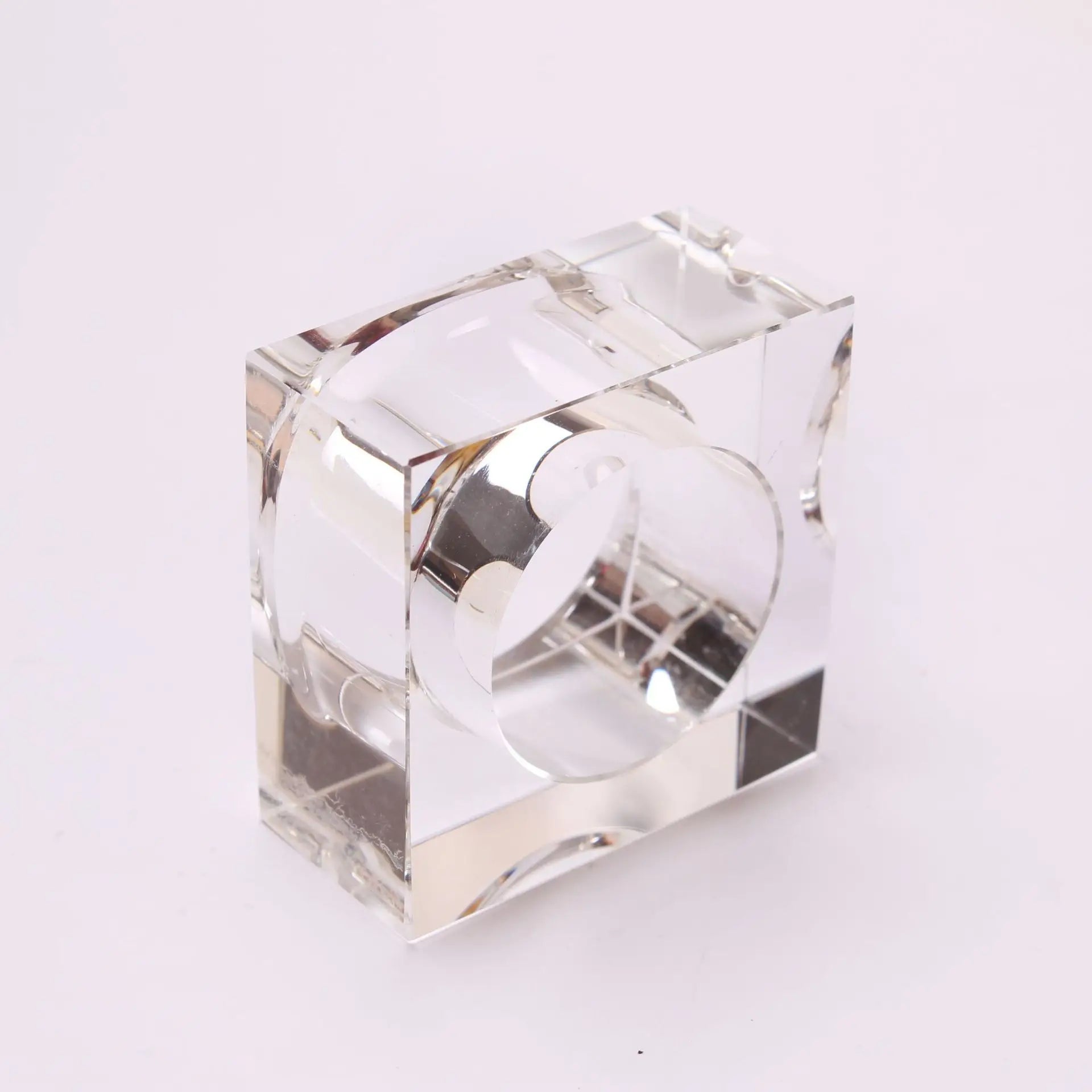 Transparent Crystal Napkin Ring, Table Set, Tableware Decoration, Mouth Ring, Hotel Model Room, 4Pcs