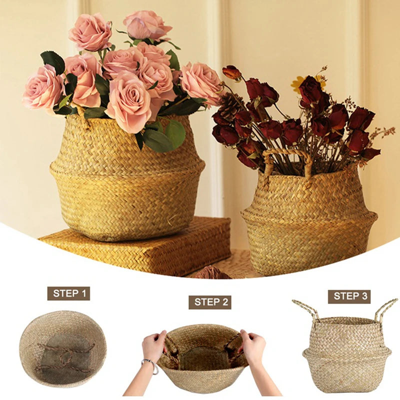 LuanQI Wicker Basket, Rattan Seagrass Storage Basket