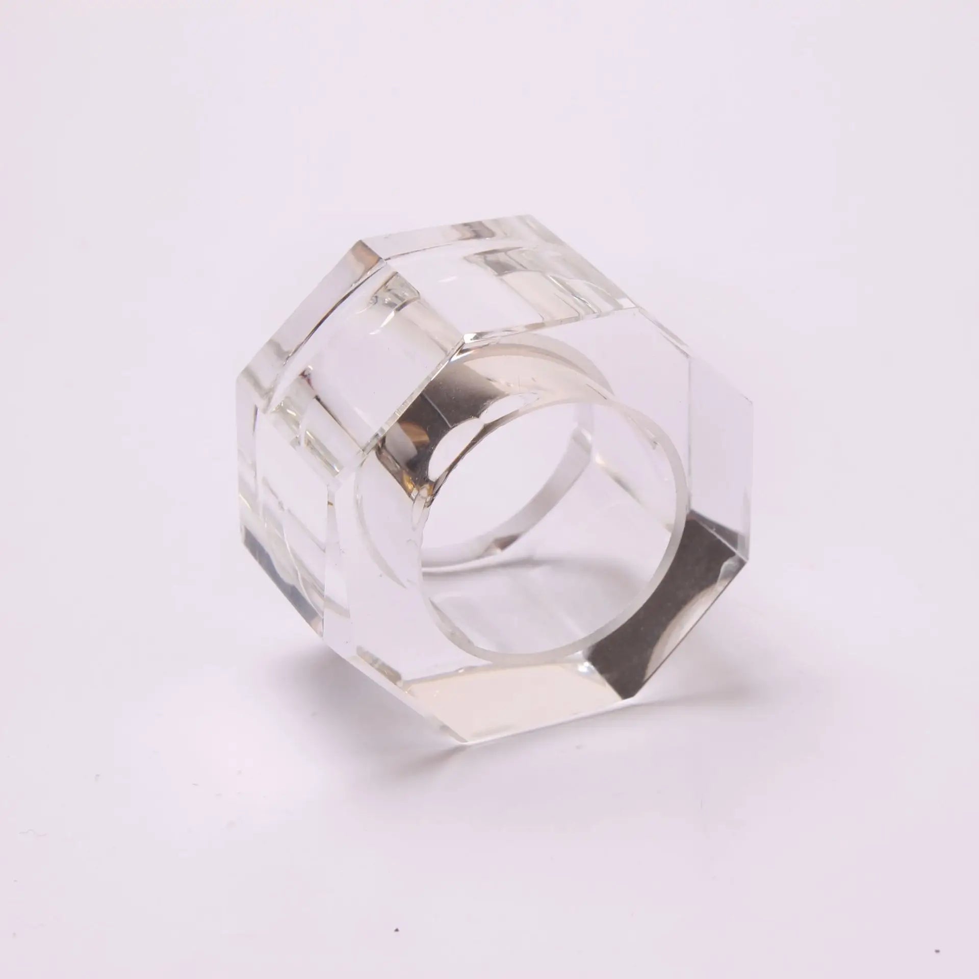 Transparent Crystal Napkin Ring, Table Set, Tableware Decoration, Mouth Ring, Hotel Model Room, 4Pcs