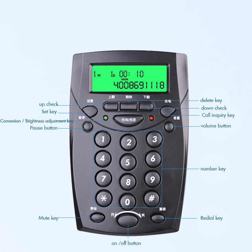 Call Center Dialpad Phone Corded Telephone with Monaural/Binaural Headset Noise Cancellation, Dialpad Headset Telephone, Black