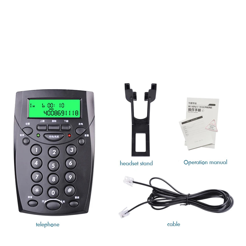 Call Center Dialpad Phone Corded Telephone with Monaural/Binaural Headset Noise Cancellation, Dialpad Headset Telephone, Black