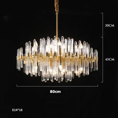 E14 LED Postmodern Chrome Crystal Gold Chandelier