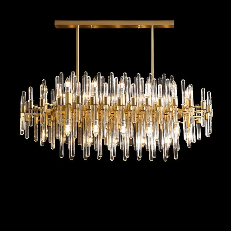 E14 LED Postmodern Chrome Crystal Gold Chandelier