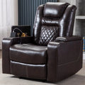Electric Power Recliner Chair with USB Ports and Cup Holders, Breathable Leather Home Theater Seating,