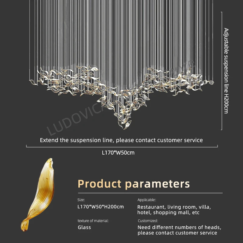 Large Customized Artistic Glass LED Chandelier
