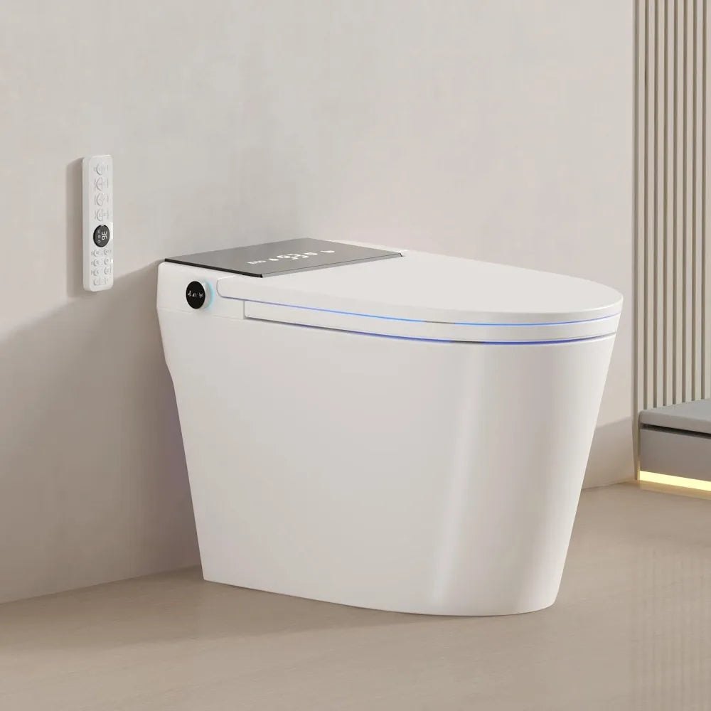 Modern Electric Smart Toilet With Built-In Bidet,Auto Open&Close Lid,Heated Seat,Dual Auto Flush & Foot Sensor, Custom