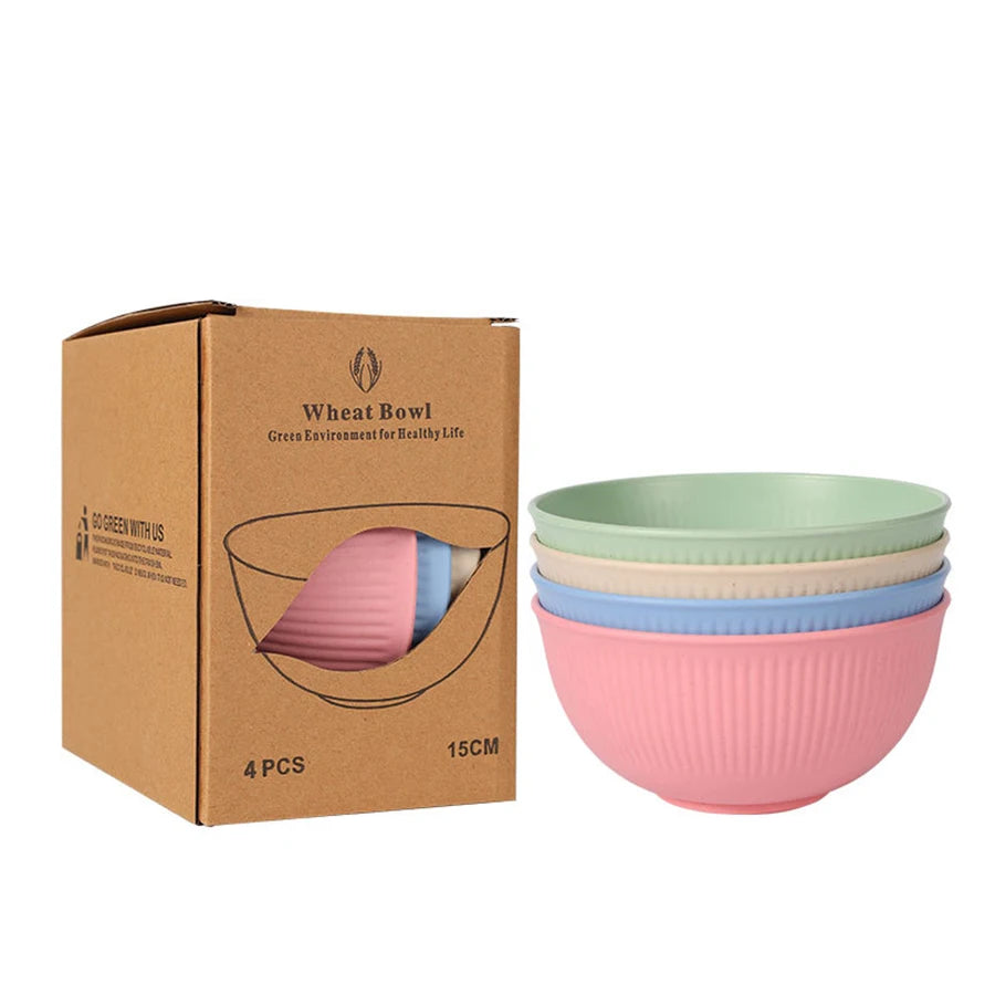 Wheat Straw Dinnerware Set Eco-friendly Safety Plates Cups Bowels, Tableware Set for Outdoor Camping
