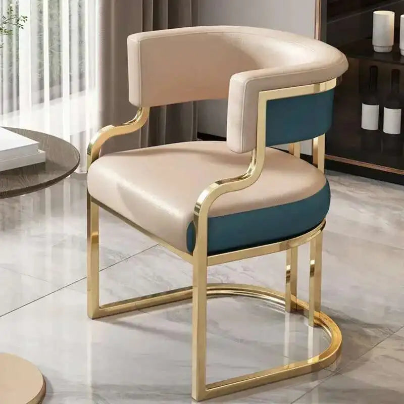 Luxury golden Dining Chairs, wrought Iron Backrest Armchair