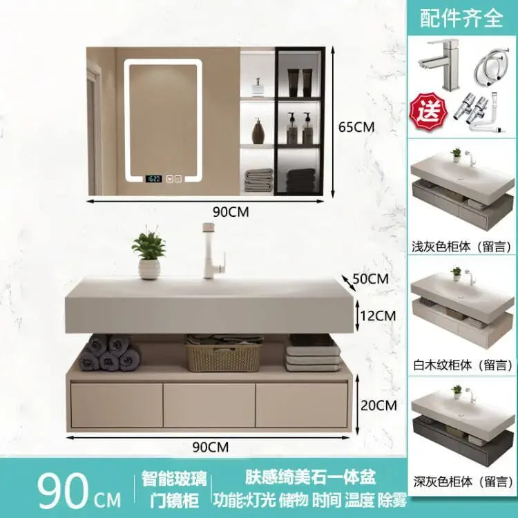 Modern Integrated Bathroom Vanity Washstand Basin, Combined Cabinet